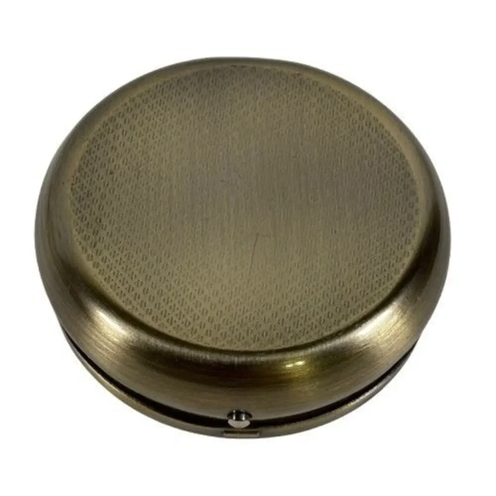 Pill Box Trinket Floral Design Blk Brass w/Crystal Embellishments 3 Compartments